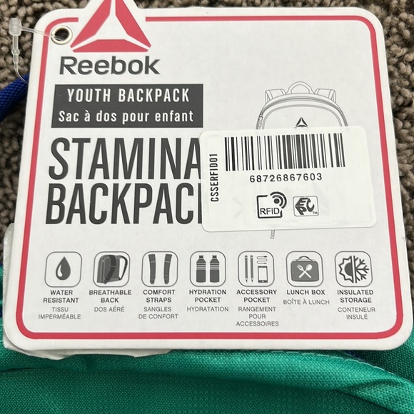 NWT! Reebok Lunchbox Backpack Green / Blue One Size Reebok - Picture 8 of 8